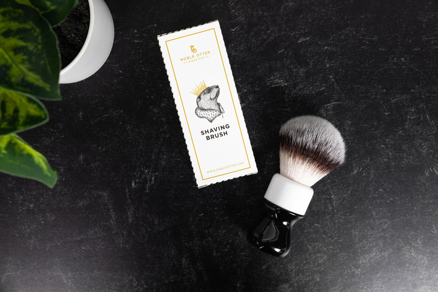 Noble Otter - Synthetic Shave Brush - Black/White - 26MM