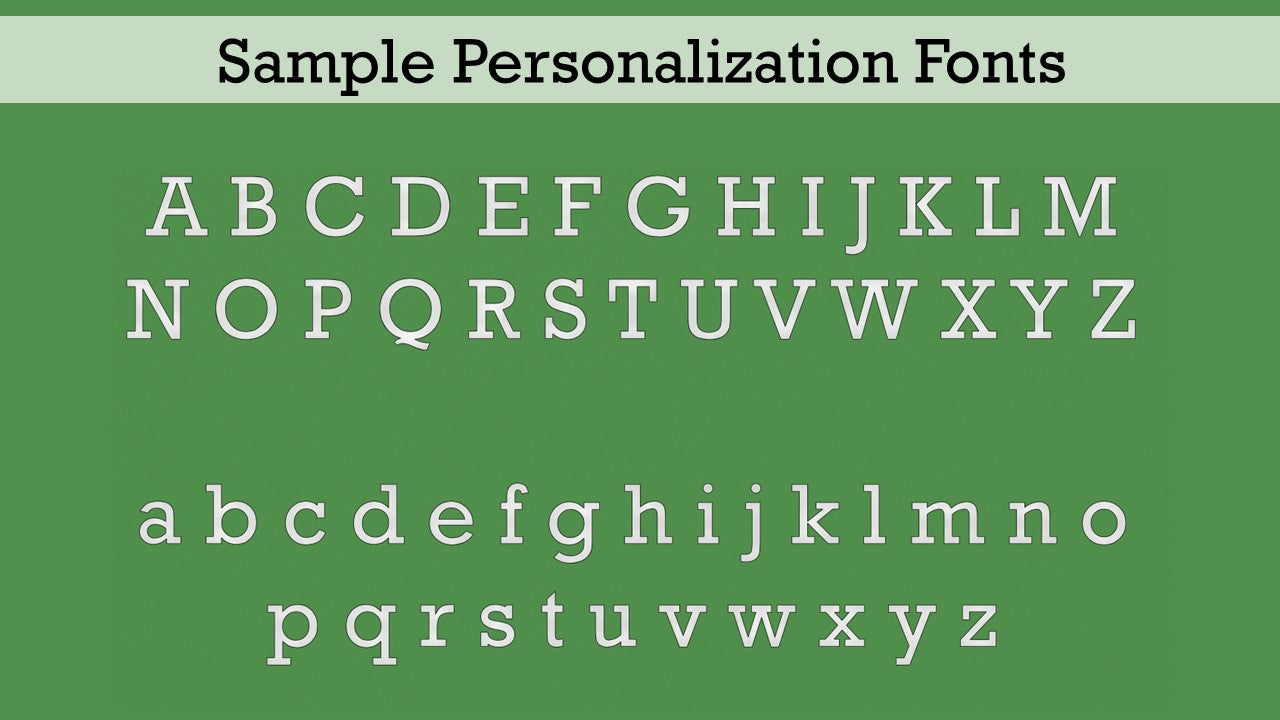 Henson Razor Travel Case Personalization font. White text on a green background.