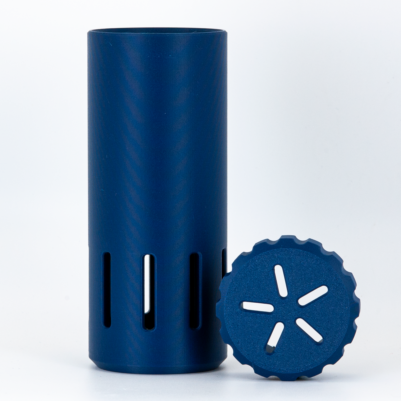 Navy Blue Capsule Brush case on a white background.