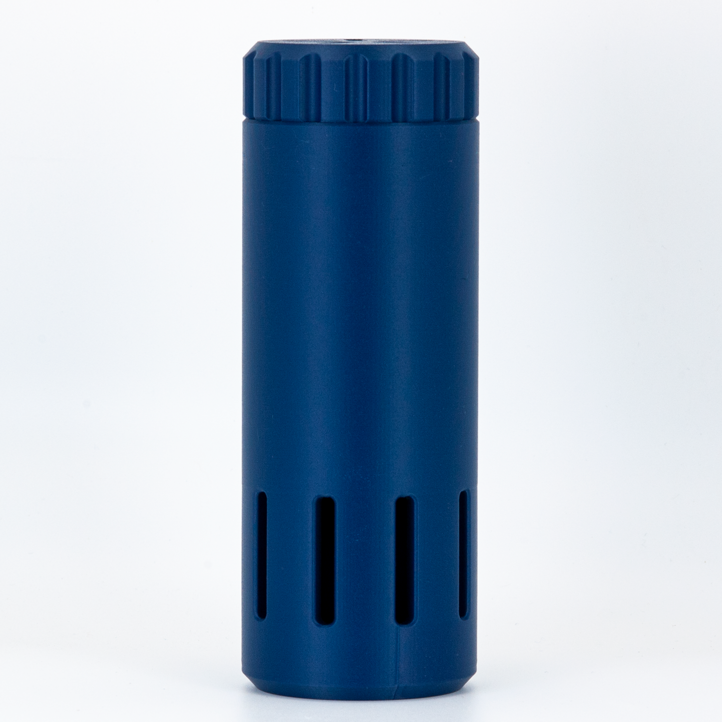 Navy Blue Capsule shaving brush case on a white background