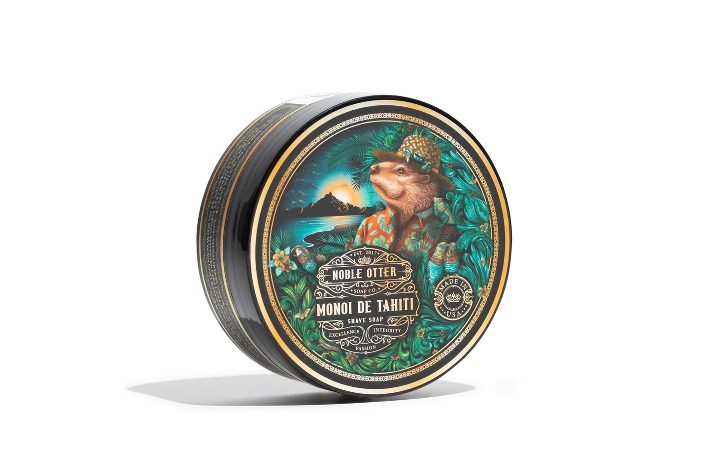 Nobel Otter Shave soap container on a white background.