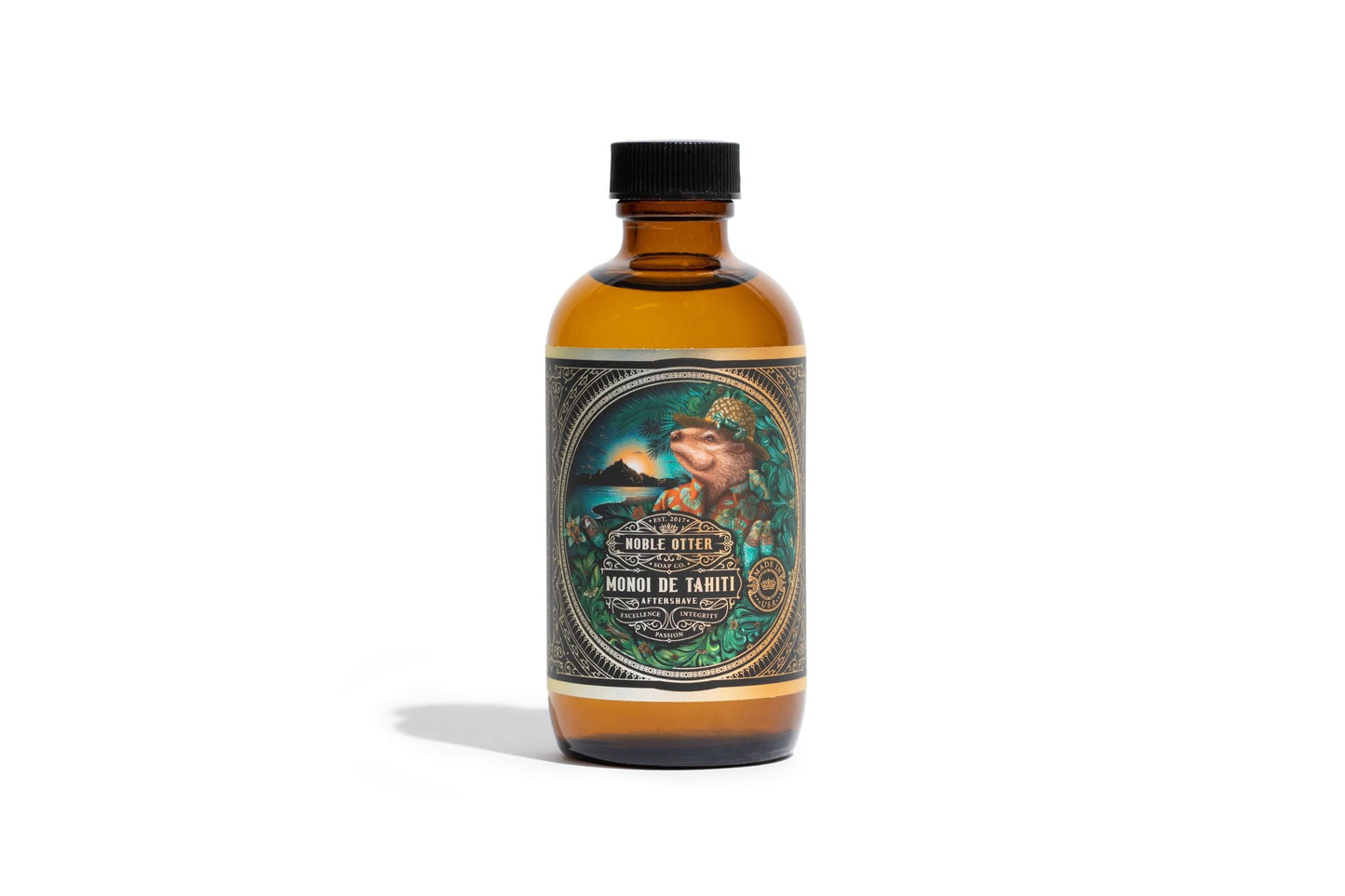 Noble Otter Aftershave "Monoi De Tahiti" with a green tropical decorative label on a white background.