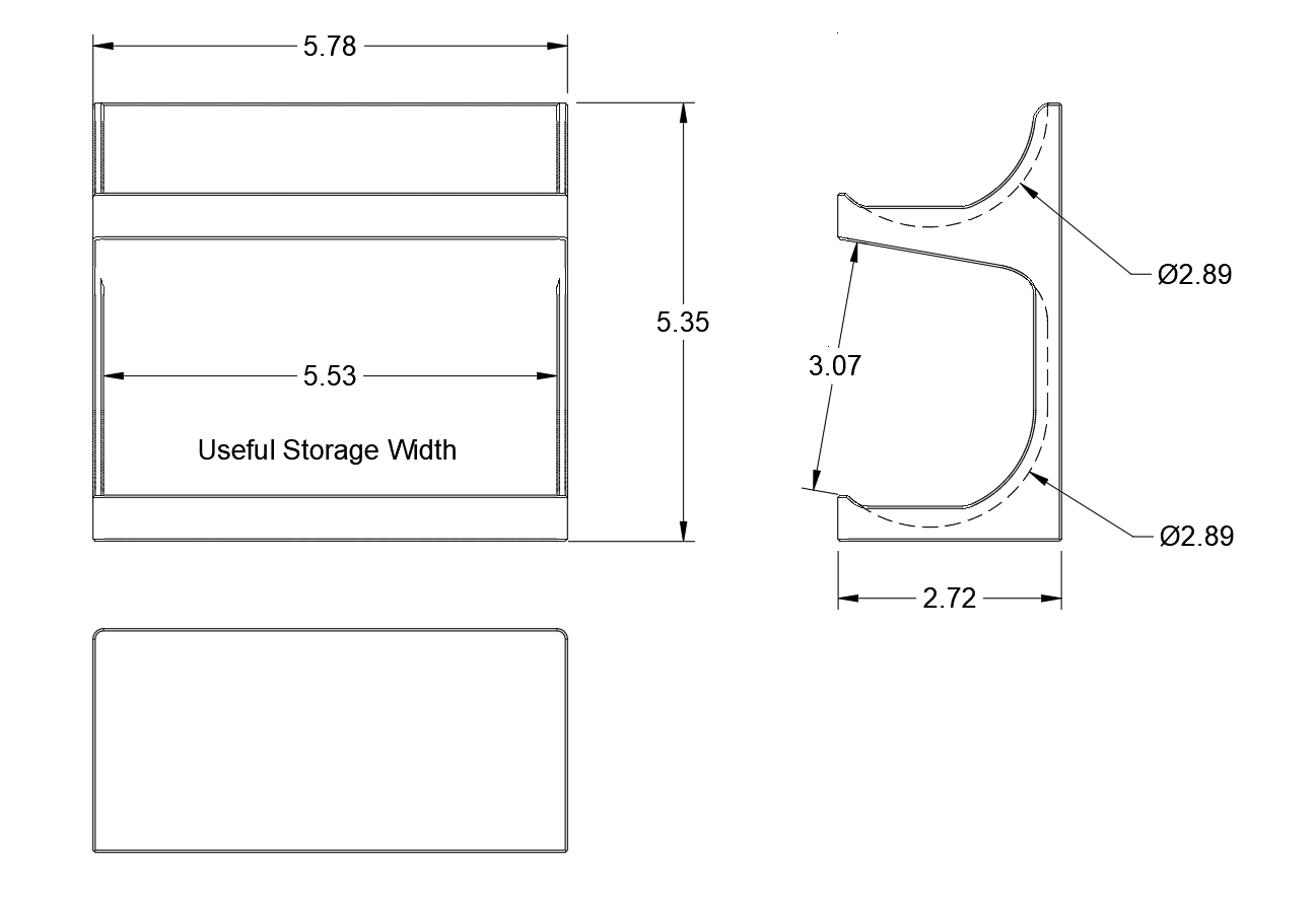 Technical drawing of beard butter stand unit with dimensions labeled