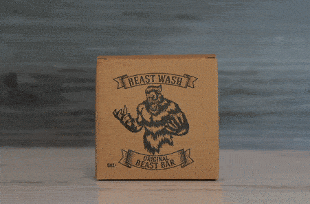 Beast Wash Original Beast Bar in brown kraft cardboard box with illustrated bigfoot figure holding a bar of soap